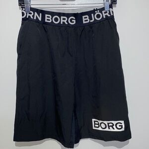 Bjorn Borg Men's Black White Hydro-Pro Elastic Waistline Athletic Shorts Medium